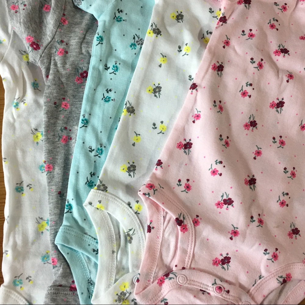  Carters 5 Bodysuits Carters Floral Flowers Pack - Picture 4 of 7